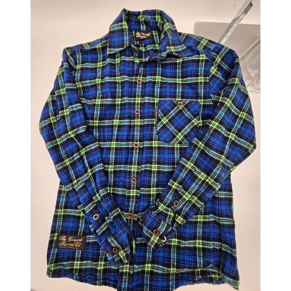 The Vermont Flannel Co. X-Small Plaid Shirt Blue & Green Mens Button Down - Picture 2 of 8